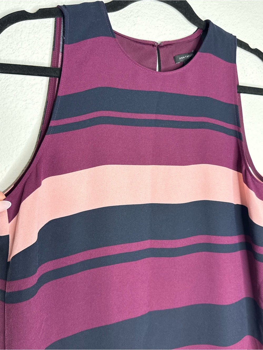 Ann Taylor Sleeveless Midi Dress in Plum, Pink, Navy
